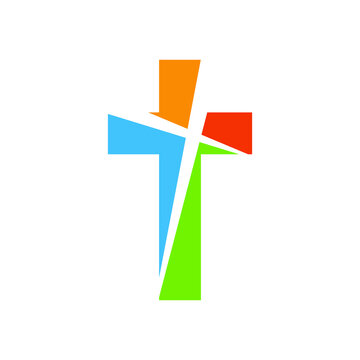 Religion cross symbol. Abstract christian icon. Vector illustration. Creative church symbol