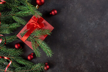 Christmas background with Christmas trees. Christmas card. Christmas background. Festive Christmas...