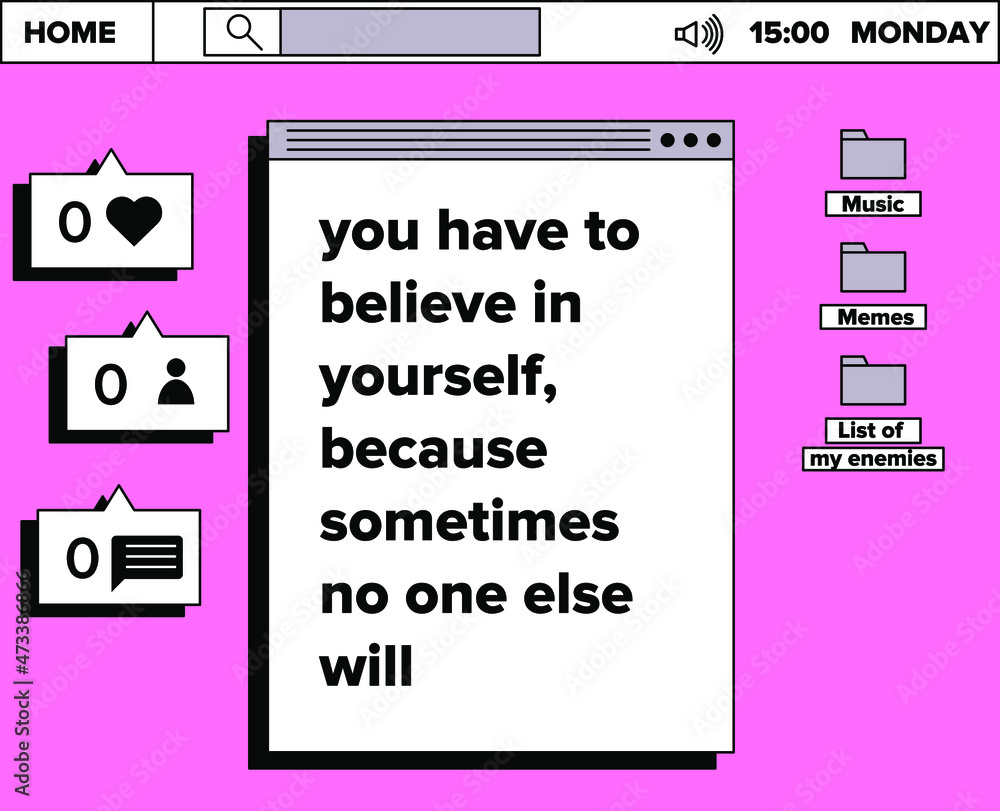 Aufkleber Retrowave user interface, retro operating system with message boxes and folders. Cute vaporwave vector illustration.
