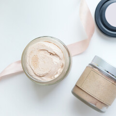 Natural organic body mousse, based on oils. Organic cosmetics concept