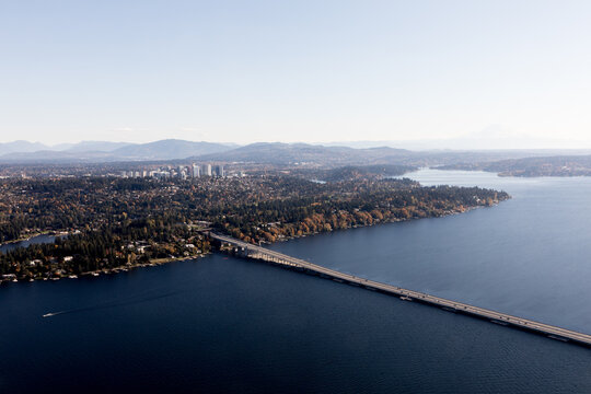 Aerial photos of Seattle on beautiful clear fall day