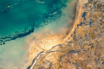 Fototapeta na wymiar Aerial of lake and its bank