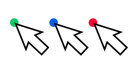 Round icon at the tip of the mouse cursor. Pointing vector.