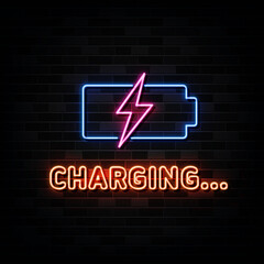 charging neon sign. neon style