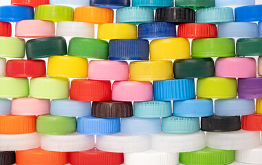 overlay rows of the Recycled Multicolored Plastic Bottle Caps