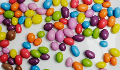 Fototapeta na wymiar Colored candies on a white plate