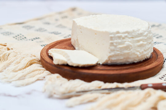 Fresh Mexican panela cheese traditionally made.
