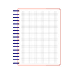 Vector cartoon open sqared notebook.