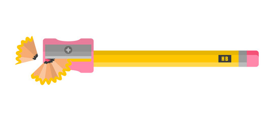 Fototapeta premium Vector cartoon simple pencil with sharpener.