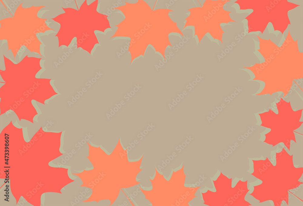 Aufkleber minimalist background with autumn leaves pattern and some copy space area