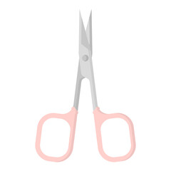 Vector cartoon pink open manicure scissors.