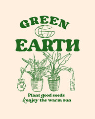 Retro  Flower Vector Art Illustration. Vintage T shirt Print Design.