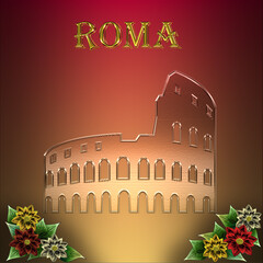 Rome colosseum with red gold gradient Rome colours