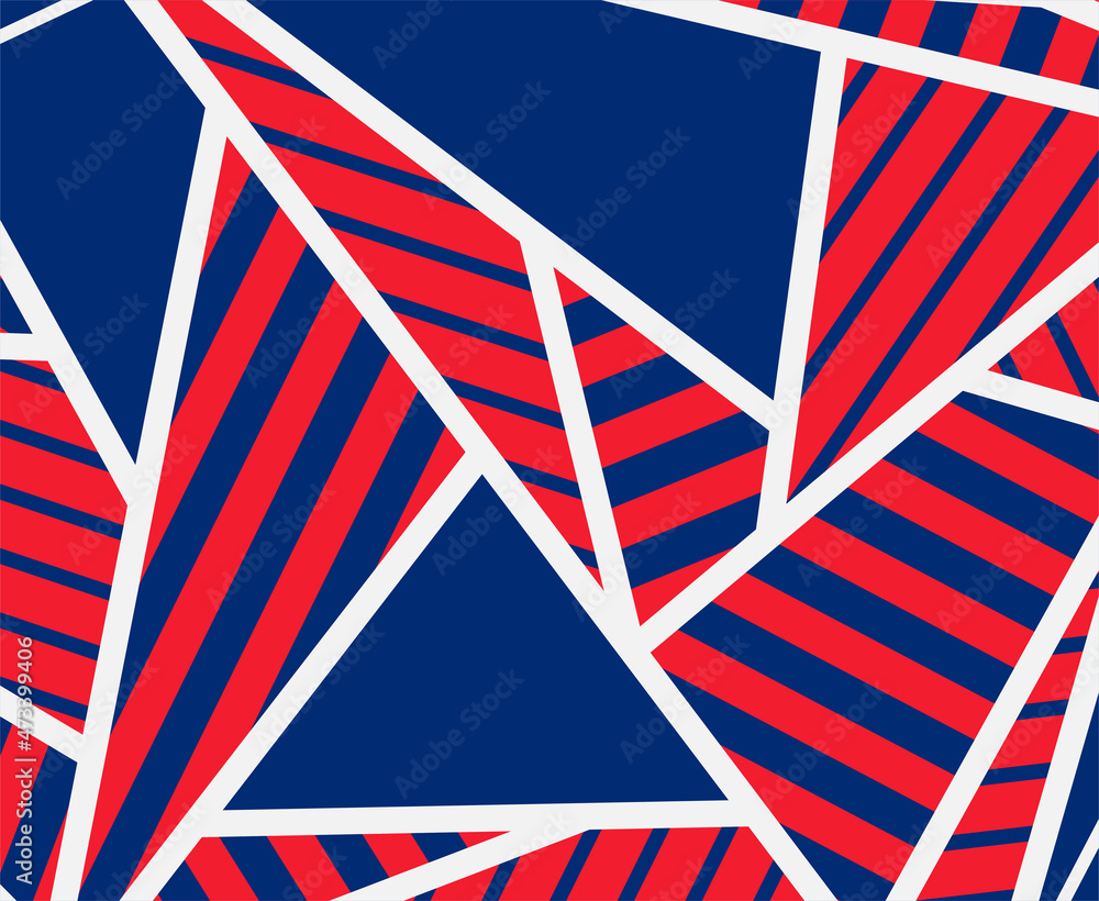 Poster minimalist background with abstract red and blue triangle and stripe pattern