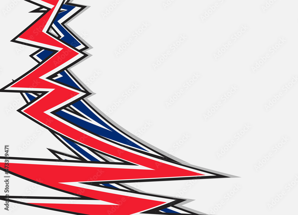 Poster simple background with red and blue zigzag line pattern and some copy space area