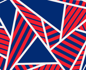 Minimalist background with abstract red and blue triangle and stripe pattern