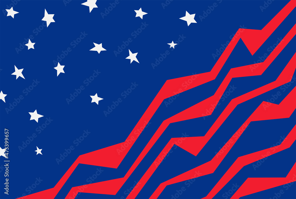 Poster abstract background with american flag theme with jagged zigzag line and some stars pattern