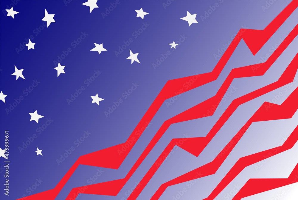 Poster abstract background with american flag theme with jagged zigzag line and some stars pattern