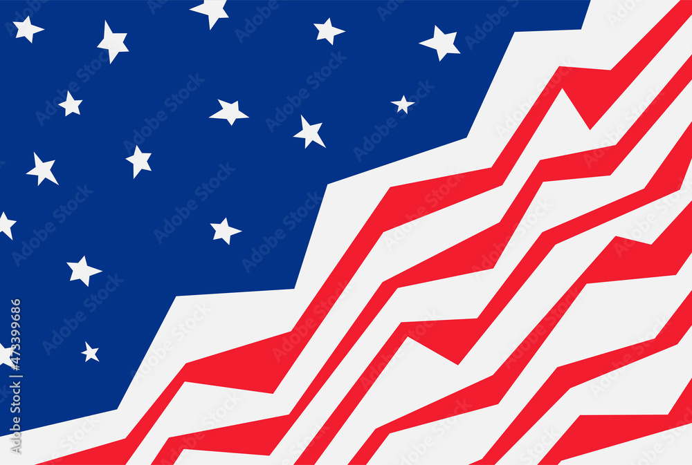 Poster abstract background with american flag theme with jagged zigzag line and some stars pattern
