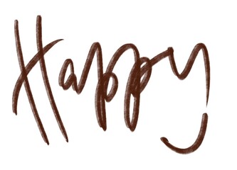Word Happy on the white background.