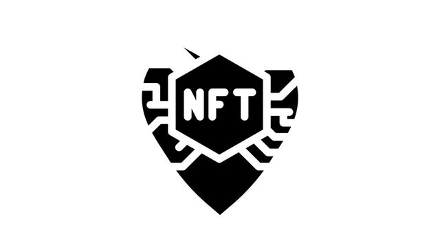 nft shield animated glyph icon nft shield sign. isolated on white background