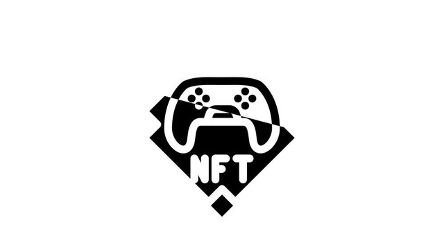nft and games animated glyph icon nft and games sign. isolated on white background