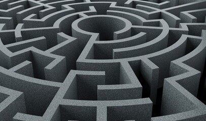 3d labyrinth circular maze challenge. Stock image.