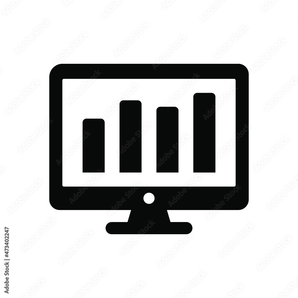 Poster computer monitor with analytics diagram icon. vector illustration.
