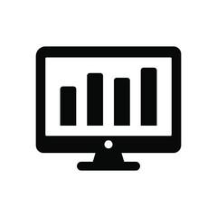 Computer monitor with analytics diagram icon. Vector illustration.