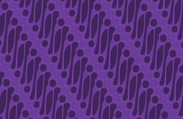An illustration of famous Batik from Indonesia, known as Batik Parang with purple color theme