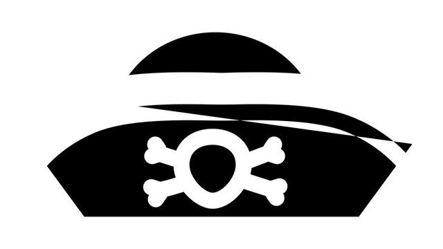 hat pirate animated glyph icon hat pirate sign. isolated on white background