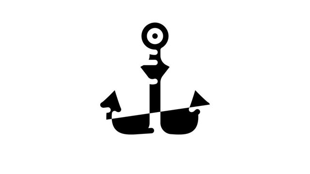 anchor ship pirate animated glyph icon anchor ship pirate sign. isolated on white background