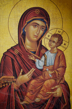virgin mary and baby jesus, greek orthodox icon