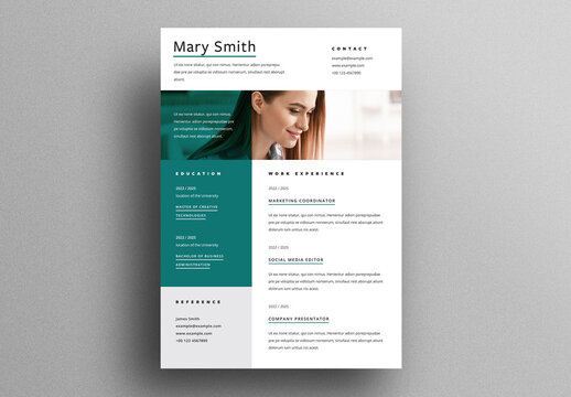Teal Business Resume Layout