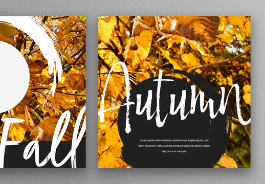 Autumn Social Media Layouts with White Typography