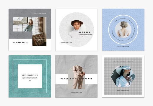 Trendy Social Media Layouts with Material Backgrounds