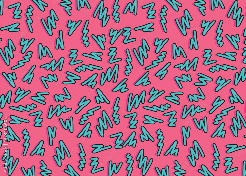 Poster simple background with cute zigzag line pattern