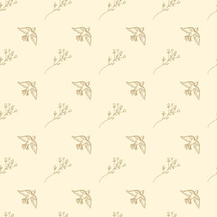 Naklejka na ściany i meble vintage seamless pattern with flowers and birds
