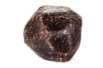 macro mineral stone  Garnet, on a white background