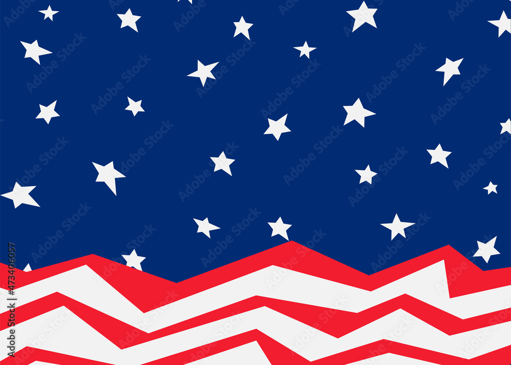 Poster abstract background with american flag theme with jagged zigzag line and some stars pattern
