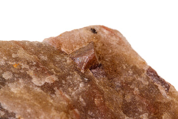 Macro stone Zircon mineral on white background