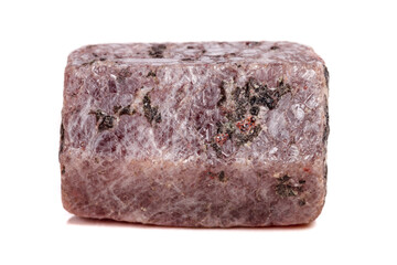 Macro mineral stone Ruby in the breed a white background