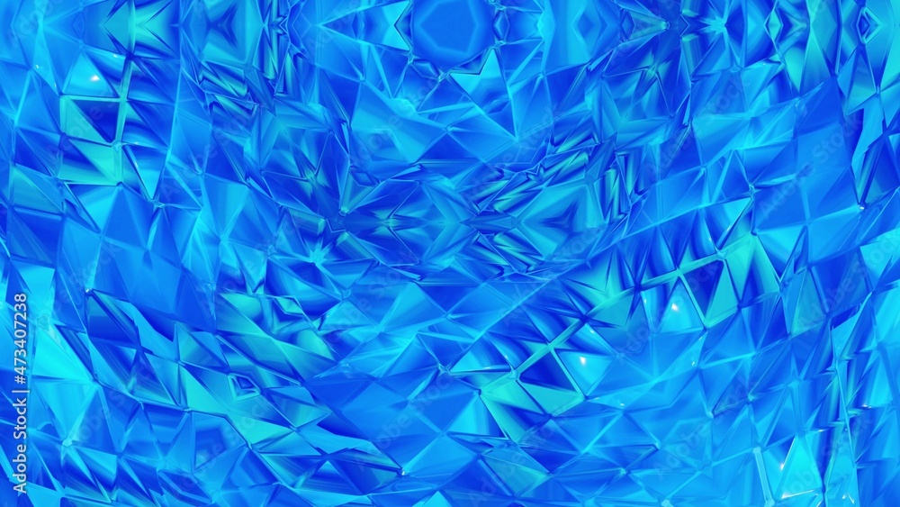 Poster 3d stylish abstract bg like wavy symmetrical pattern like kaleidoscopic structure with waves, blue l
