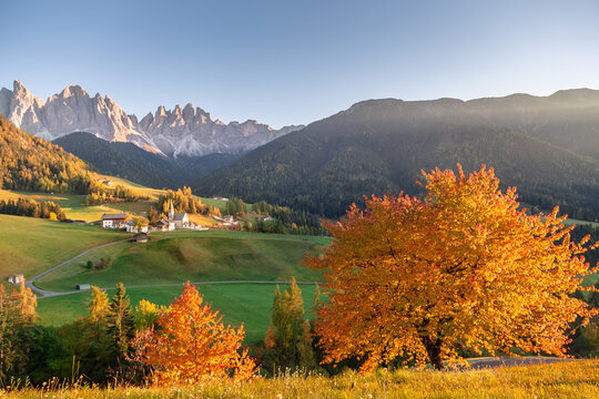 autumn in val di funes, dolomites