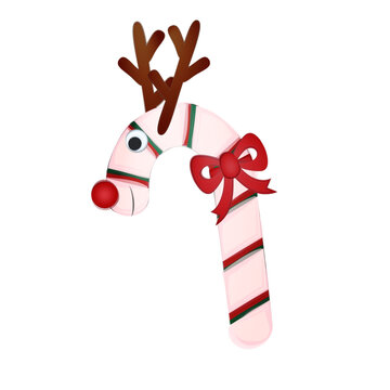 Christmas Reindeer Candy Cane Vector