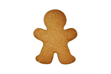 Undecorated gingerbread man isolated on white background
