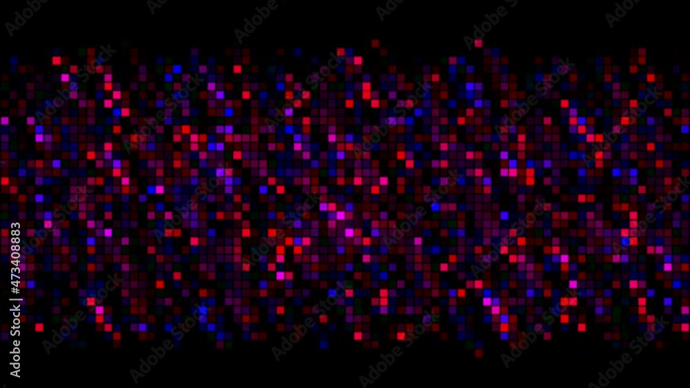 Poster abstract blue and pink pixelated background with the effect of tv noise. motion. shimmering pattern 