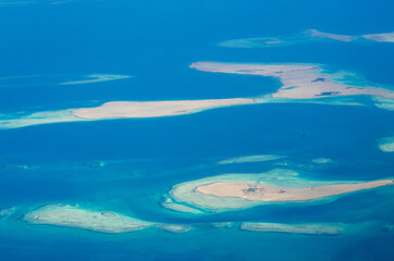 Fototapeta na wymiar Aerial view of Sinai, Sharm El Sheikh and islands in the Red sea.