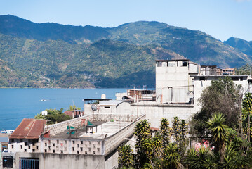 Obraz premium Views of Lake Atitlan from the town of San Pedro, Guatemala. 