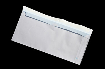 White paper mail open rectangle envelope on a black background